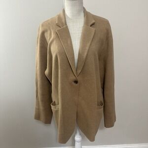 J Crew Womens Cecile Relaxed Knit Sweater Blazer Size 3X Tan Business Career